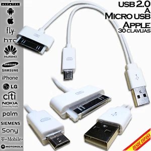 CARGADOR UNIVERSAL CABLE ADAPTADOR PARA IPHONE 3 4 5 IPOD LG SONY SAMSUNG ZTE - Imagen 1 de 6