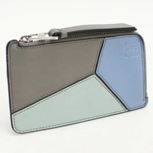 LOEWE Coin card holder puzzle Coin Pocket Calfskin gray mens - Picture 1 of 7