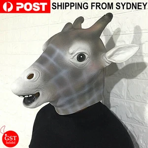 Latex Animal Giraffe Head Mask Costume Halloween Head Mask Costume Fancy Dress A - Picture 1 of 10