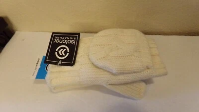 Isotoner подпись женщин вязаный белый перчатки варежки новый с ярлыками - Изображение 1 из 4