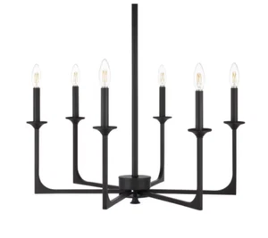 Hampton Bay Highgate 6-Light Matte Black Chandelier without Glass Shade - Picture 1 of 6