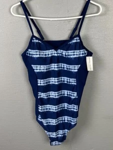 NEW Bobbie And Brooks Navy Tie Dye Spaghetti Strap One Piece Swimsuit Size 1X - Picture 1 of 9