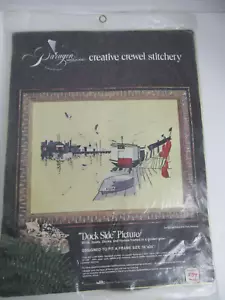 Kit ricamo Pargaon Crewel 0812 vintage lato banchina 18x24 uccellini barche - Foto 1 di 3