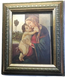 BOTTICELLI Early 1900’s Canvas Print (THE MADONNA & CHILD) FRAMED ! - Picture 1 of 12