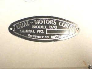Dual Ghia Motors Acid Etched data plate 1955 - 1958 - Picture 1 of 2