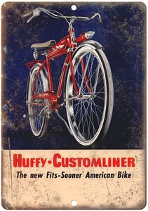 1955 Huffy Bicycle Ad Customliner Bike - 12" x 9" Retro Look Metal Sign B123 - Picture 1 of 1