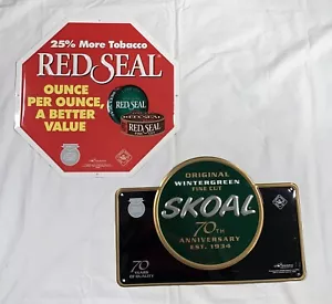 New Skoal Wintergreen & Red Seal Tobacco Advertising Tin Signs Dip - Picture 1 of 4