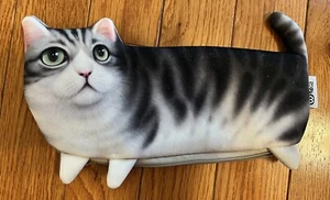 Cat Change Purse Or Pencil Case With Foam Filling And Polka Dot Lining - Picture 1 of 4
