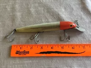 Esca da pesca a mosca vintage 6" rosso/bianco luccio muschiato Cisco bambino plastica muschio - Foto 1 di 3