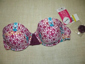 NWT Hula Honey Swimsuit Bikini Top Sz M Strapless Bandeau Push Up Wine - Picture 1 of 12