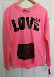 New, Material Girl, Juniors,Teen, Love, Hoodie, Pink, Size Large - Picture 1 of 3