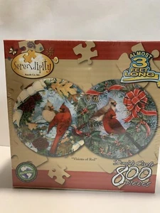 Serendipity "Visions of Red" 800 Piece Double Circle Puzzle Cardinals - Picture 1 of 2