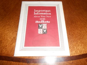 1946 DESOTO ORIGINAL OWNER MANUAL / Information About Your New 1946 DeSoto - Foto 1 di 2