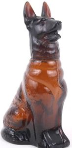 C1970 Brown Amber Glass German Shepard Dog Bottle Decanter Avon Noble Prince - Picture 1 of 8