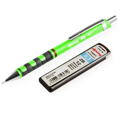 rOtring Tikky Druckbleistift - 0.7mm 2B - Neongrün Fass + 12 Kabel