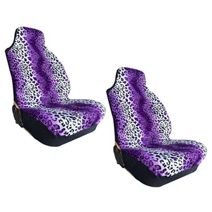 Universal Animal Print Purple Leopard High Back Seat Covers Pair For Cars Trucks - Picture 1 of 1