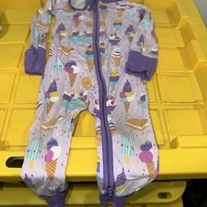 Little Sleepies Purple Ice Cream Social Print Bamboo Zippy Sleeper 6-12 Mo - Picture 1 of 18