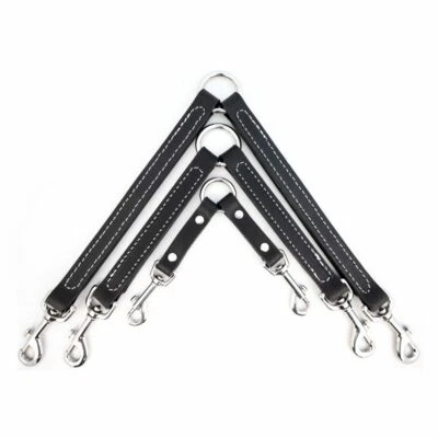 Acoplador de cuero para perros - Conector de dos correas para perros duradero y ajustable Foto 1 de 4