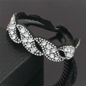 Women Crystal Rhinestone Hair Clip Claw Clamp Bun Net Ponytail Holder Barrette - Picture 1 of 17