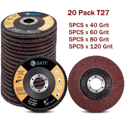 20x 4.5" 4-1/2 Flap Disc 40 60 80 120 Grit For Grinder Sanding Grinding Wheels - Image 1 of 4