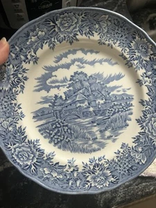 Vintage English Village Blue and White Porcelain Oval Plate Salem England Brand - Picture 1 of 2