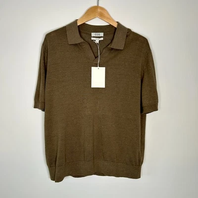COS Linen Blend Relaxed Fit Short Sleeve Polo Shirt - Large Brown RRP £65 - Image 1 of 4
