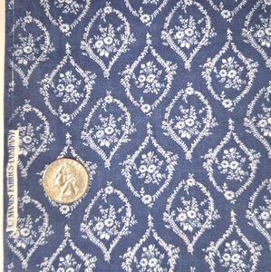 VTG Toile Delft Blue White Floral Rococo Style Cotton Blend Manes Fabrics 24" L - Picture 1 of 9