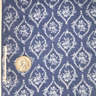 VTG Toile Delft Blue White Floral Rococo Style Cotton Blend Manes Fabrics 24" L - Image 1 of 4