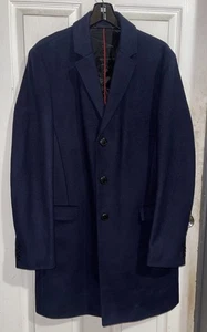 HUGO BOSS Migor Wool Cashmere Top Over Coat Dark Blue Sz 40 Slim Fit NICE! - Picture 1 of 21