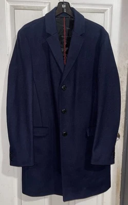 HUGO BOSS Migor Wool Cashmere Top Over Coat Dark Blue Sz 40 Slim Fit NICE! - Image 1 of 4
