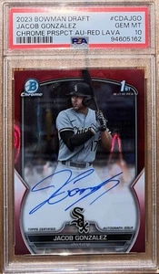 2023 Bowman Draft Baseball Jacob Gonzalez 1st Red Lava Chrome  Auto /5 PSA 10 - Picture 1 of 2