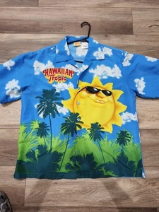 Hawaiian Tropic SunTan Lotion Oil Shirt Sun Clouds Sunglasses Men's Large - Picture 1 of 6