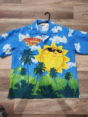 Hawaiian Tropic SunTan Lotion Oil Shirt Sun Clouds Sunglasses Men's Large - Image 1 of 4