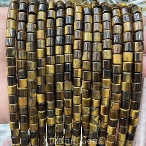 Perline distanziali tubolari cilindro occhio di tigre giallo naturale 6 mm per fare gioielli - Foto 1 di 6