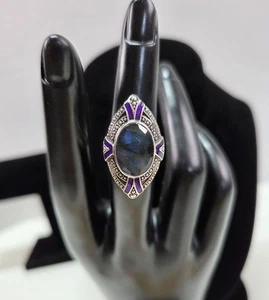 Nicky Butler Sterlingsilber & Mondstein ovaler Cocktailring Damengröße 4,5-5 - Bild 1 von 12