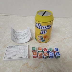 Phase 10 Dice Game In A Can Dice Score Pad Instructions Family Mattel 2011 - Imagen 1 de 15