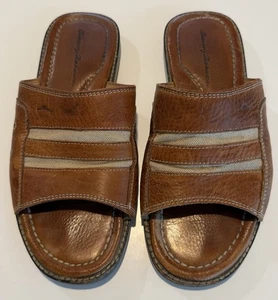 Tommy Bahama Anchors Away Leinen und Leder Pantoletten Herren Größe 8D Mahagoni - Bild 1 von 6