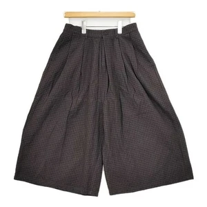 nest Robe 01193-1249 Mini Check Tuck Pleated Culottes Pants Brown navy 5-090... - Picture 1 of 5