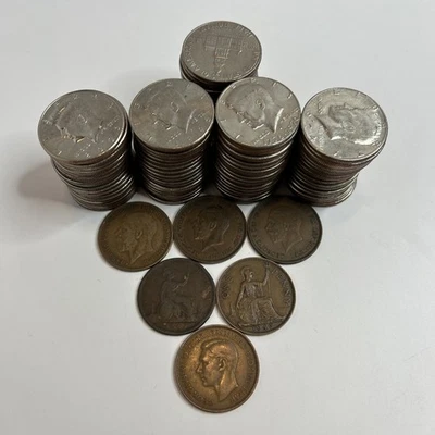 Large Estate Sale Kennedy Half Dollar Coin Collection $50 Face Value + Foreign - Image 1 of 4