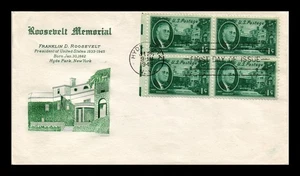 DR JIM STAMPS US COVER ROOSEVELT FDC SCOTT 930 BLOCK OF 4 GRIMSLAND CACHET - Picture 1 of 2