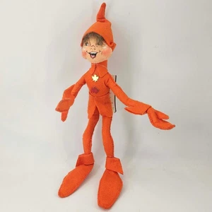 ANNALEE freistehende bewegliche orange Herbst Elfe Puppe Figur mit Etikett - Bild 1 von 3
