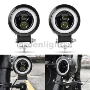 2X 3"in Round LED WORK LIGHT Hi-Lo Beam Spot Off Road Driving Fog White DRL SUV - Bild 1 von 9