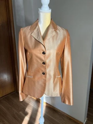 Chaqueta Blazer Kuhlman Naranja Forrada Espiga Bambú Seda, Talla 40/S Hecha en Italia Foto 1 de 4