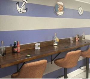 Rustic wooden reclaimed scaffold board breakfast bar - Picture 1 of 7