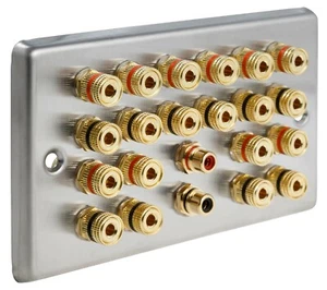 10.2 Speaker AV Audio Wall Face Plate - Stainless Steel Raised - NON SOLDER - Picture 1 of 7