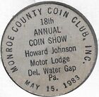 1983 Monroe County Coin Club 18th, Delaware Water Gap Pennsylvania Wooden Nickel