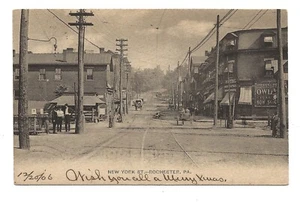 c. 1906 Owl Cigar 5¢ Rochester PA-Hotel - Tobacco Ad - Antique Street Scene - Picture 1 of 3