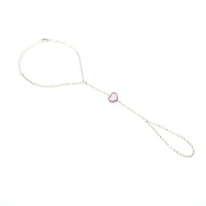 "BACIAMANO" bracciale-anello cuore centrale argento 925 mod. pietrefucsia - Foto 1 di 1