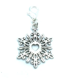 Brighton Winter Dream Snowflake Holiday Snow Ice Merry Silver 2-Sided Charm - Picture 1 of 5