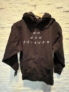 EUC Women's FRANCHISE Luxe Athleisure NO NEW FRIENDS Hoodie Sweatshirt Black S - Picture 1 of 5